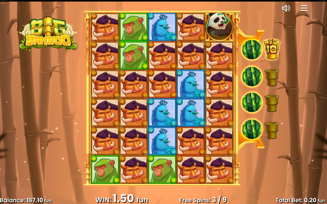 Free Games Feature med lågsymbolmätaren till höger